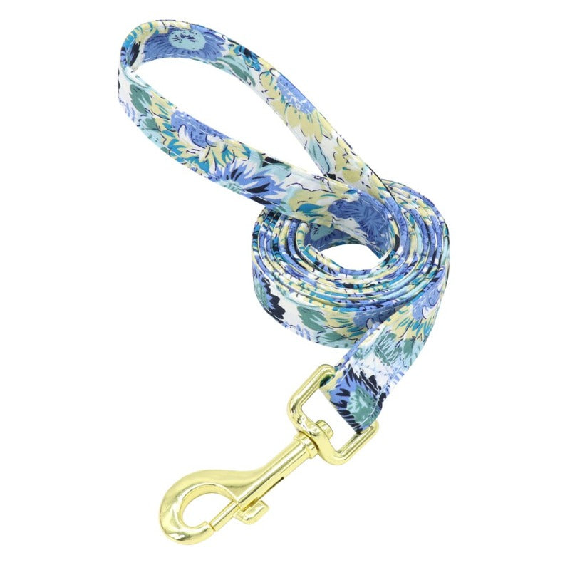 Blue Daisy Flower Dog Collar & Leash Set – Personalized Floral Dog Collar with Handsewn Flower & Engraving | Posh Dog Life