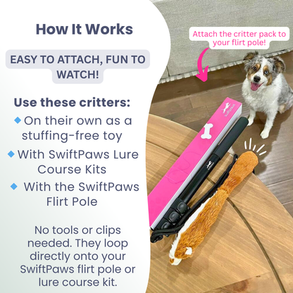 Critter Pack | Stuffing-Free Squirrel, Rabbit & Skunk Toys for Interactive Dog Play