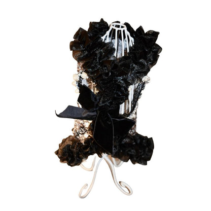 C’Mimi Designer Handmade “Studio 54” Dog Party Dress – Exquisite Silver Sequin & Black Tulle Couture Dress by Jan Ben, Adorned with Rhinestones & Faux Pearls. Handmade to Order (6–8 Weeks), Sizes XS–3XL, Custom Sizing Available.