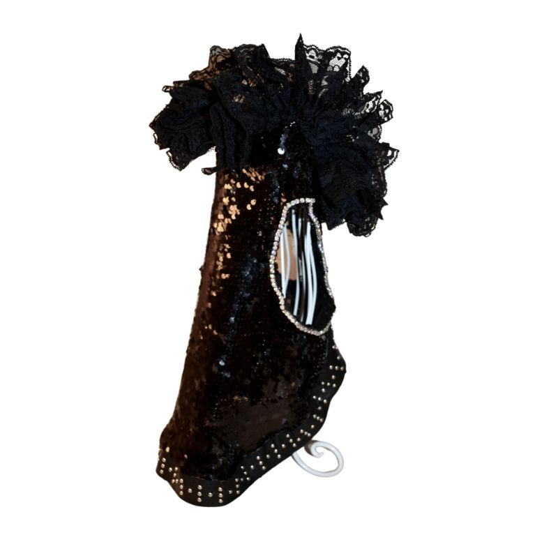 C’Mimi Designer Couture “Elektra” Dog Party Dress – Handmade Black Sequin & Lace Luxury Dress (XS–3XL, Custom Sizing Available, 6–8 Week Delivery)