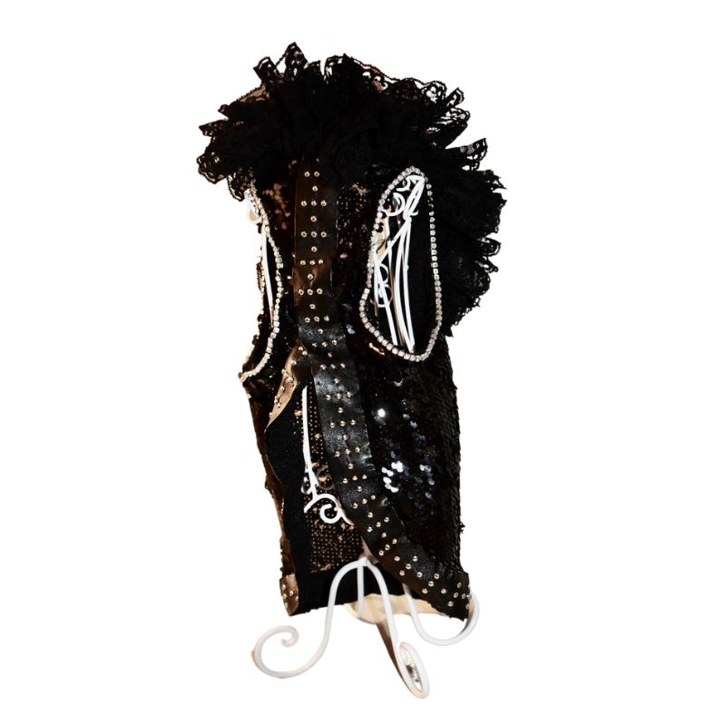 C’Mimi Designer Couture “Elektra” Dog Party Dress – Handmade Black Sequin & Lace Luxury Dress (XS–3XL, Custom Sizing Available, 6–8 Week Delivery)