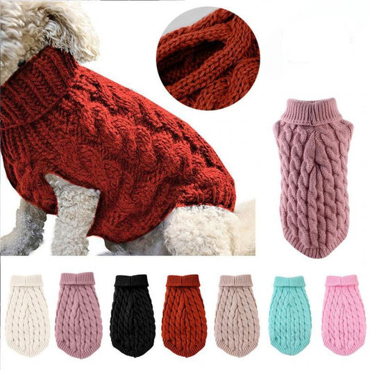 Cable Knit Turtleneck Dog Sweater – Classic Chunky Knit Warm Cotton Sweater for Small Dogs | Posh Dog Life
