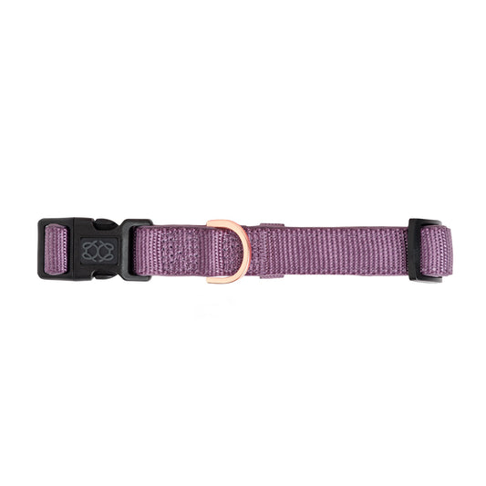 Dogistry City Dog Collar – Lilac Gray with Soft Padded Neoprene and Exclusive Dogistry Fabric, Adjustable Luxury Design for All Breeds