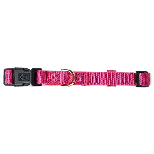 City Dog Collar “Park Ave Pink” – Luxury Dogistry Fabric with Soft Neoprene Padding, Adjustable Fit in 3 Sizes