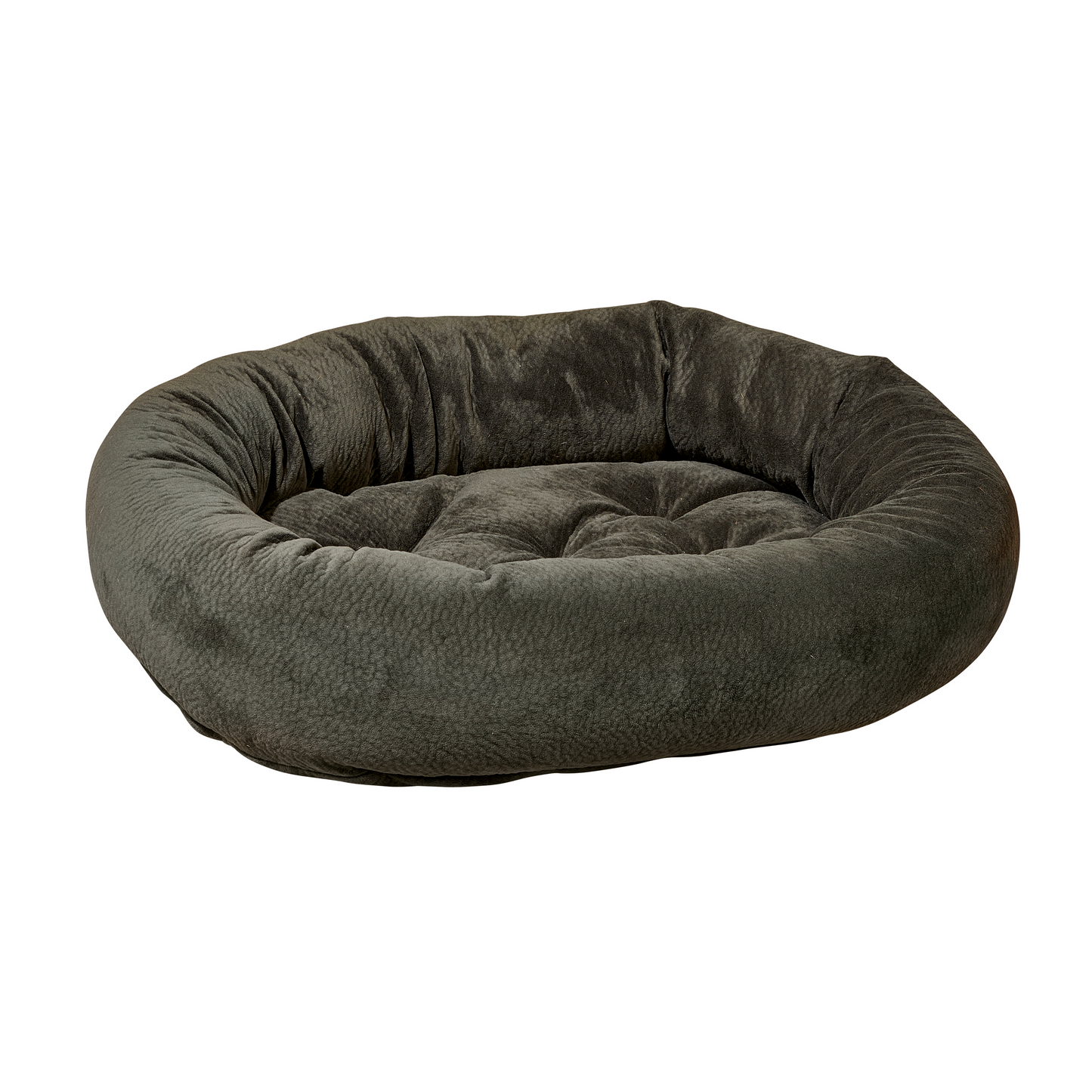 Donut Bed Coal – Oval Pet Bed with Removable Washable Cover & Tufted Cushion, Upholstery-Grade Fabric, High-Memory Polyester Fill, YKK Zippers, Doubles as Crate or Travel Mat