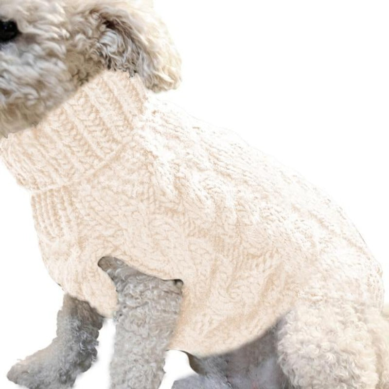 Cable Knit Turtleneck Dog Sweater – Classic Chunky Knit Warm Cotton Sweater for Small Dogs | Posh Dog Life