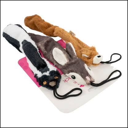 Critter Pack | Stuffing-Free Squirrel, Rabbit & Skunk Toys for Interactive Dog Play
