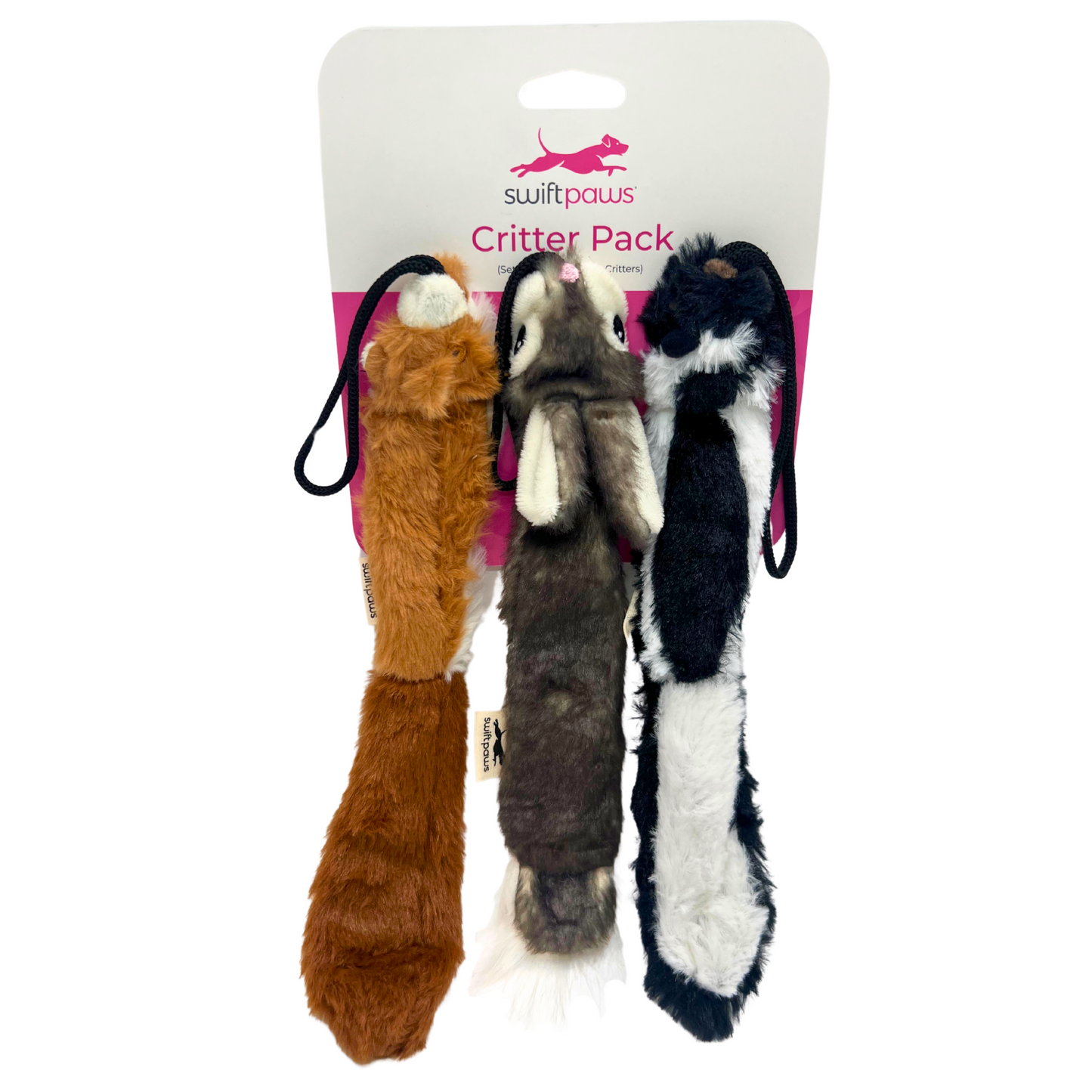 Critter Pack | Stuffing-Free Squirrel, Rabbit & Skunk Toys for Interactive Dog Play
