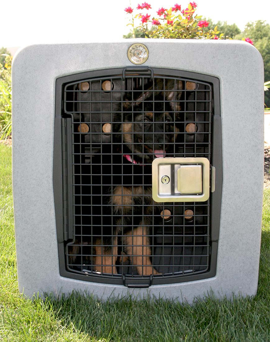 Dakota 283 Forever Insert Kennel Divider with Dakota Guard – Large, Black Molded Plastic with Nylon Support Rods, Adjustable Ventilated 2-Piece Design