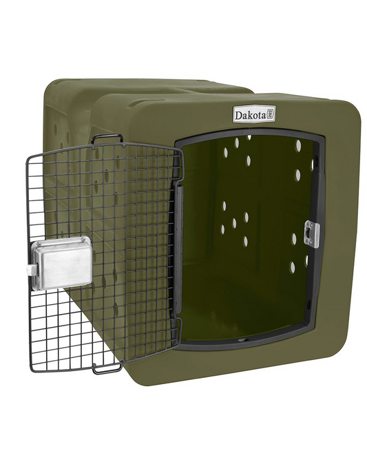 Dakota 283 G3 Dog Kennel – Large Olive Green, Framed Door with Keyed Latch, Ventilated & Stackable Crate, 35.2" x 24.5" x 26.5"