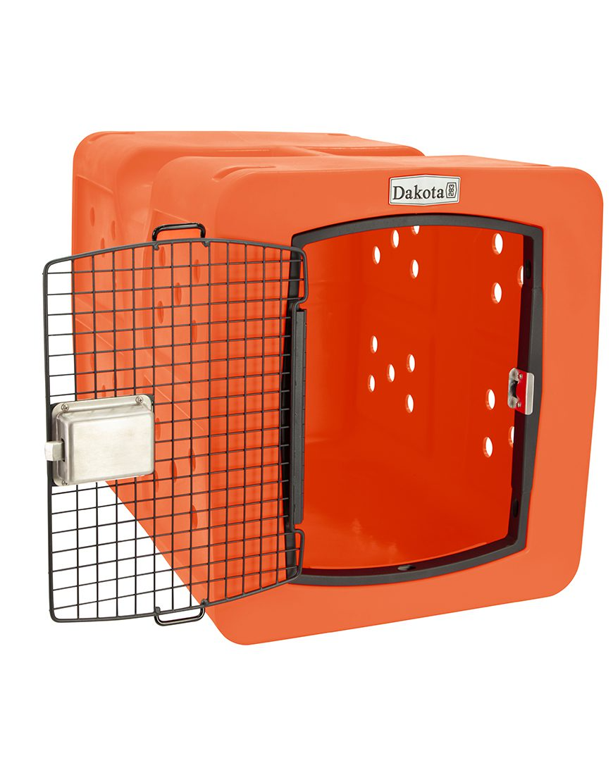 Dakota 283 G3 Dog Kennel – Large Orange, Framed Door with Keyed Latch, Ventilated & Stackable Crate, 35.2" x 24.5" x 26.5"