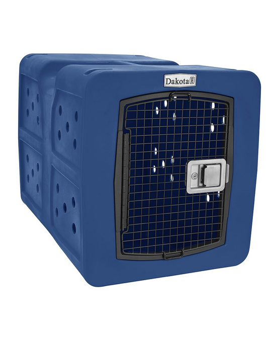 Dakota 283 G3 Dog Kennel – Large Blue, Framed Door with Keyed Latch, Ventilated & Stackable Crate, 35.2" x 24.5" x 26.5"