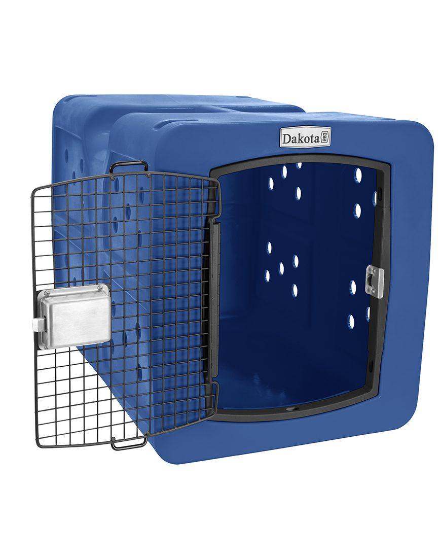 Dakota 283 G3 Dog Kennel – Large Blue, Framed Door with Keyed Latch, Ventilated & Stackable Crate, 35.2" x 24.5" x 26.5"