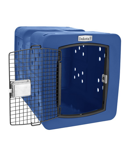 Dakota 283 G3 Dog Kennel – Large Blue, Framed Door with Keyed Latch, Ventilated & Stackable Crate, 35.2" x 24.5" x 26.5"
