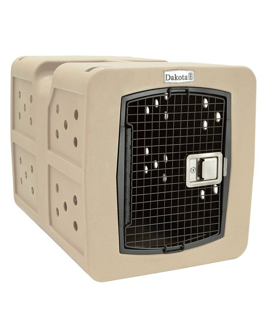 Dakota 283 G3 Dog Kennel – Large Sandstone, Framed Door with Keyed Latch, Ventilated & Stackable Crate, 35.2" x 24.5" x 26.5"
