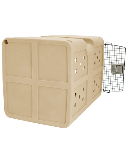 Dakota 283 G3 Dog Kennel – Large Sandstone, Framed Door with Keyed Latch, Ventilated & Stackable Crate, 35.2" x 24.5" x 26.5"
