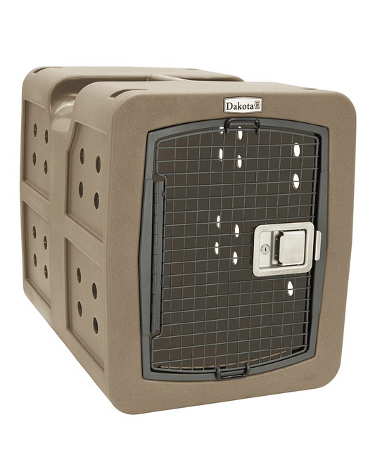 Dakota 283 G3 Dog Kennel with Dakota Guard – Medium Coyote Granite, Framed Door with Keyed Latch, Ventilated & Stackable Crate, 31" x 21.5" x 25.5"