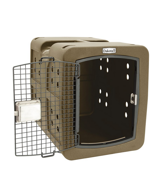 Dakota 283 G3 Dog Kennel with Dakota Guard – Medium Coyote Granite, Framed Door with Keyed Latch, Ventilated & Stackable Crate, 31" x 21.5" x 25.5"