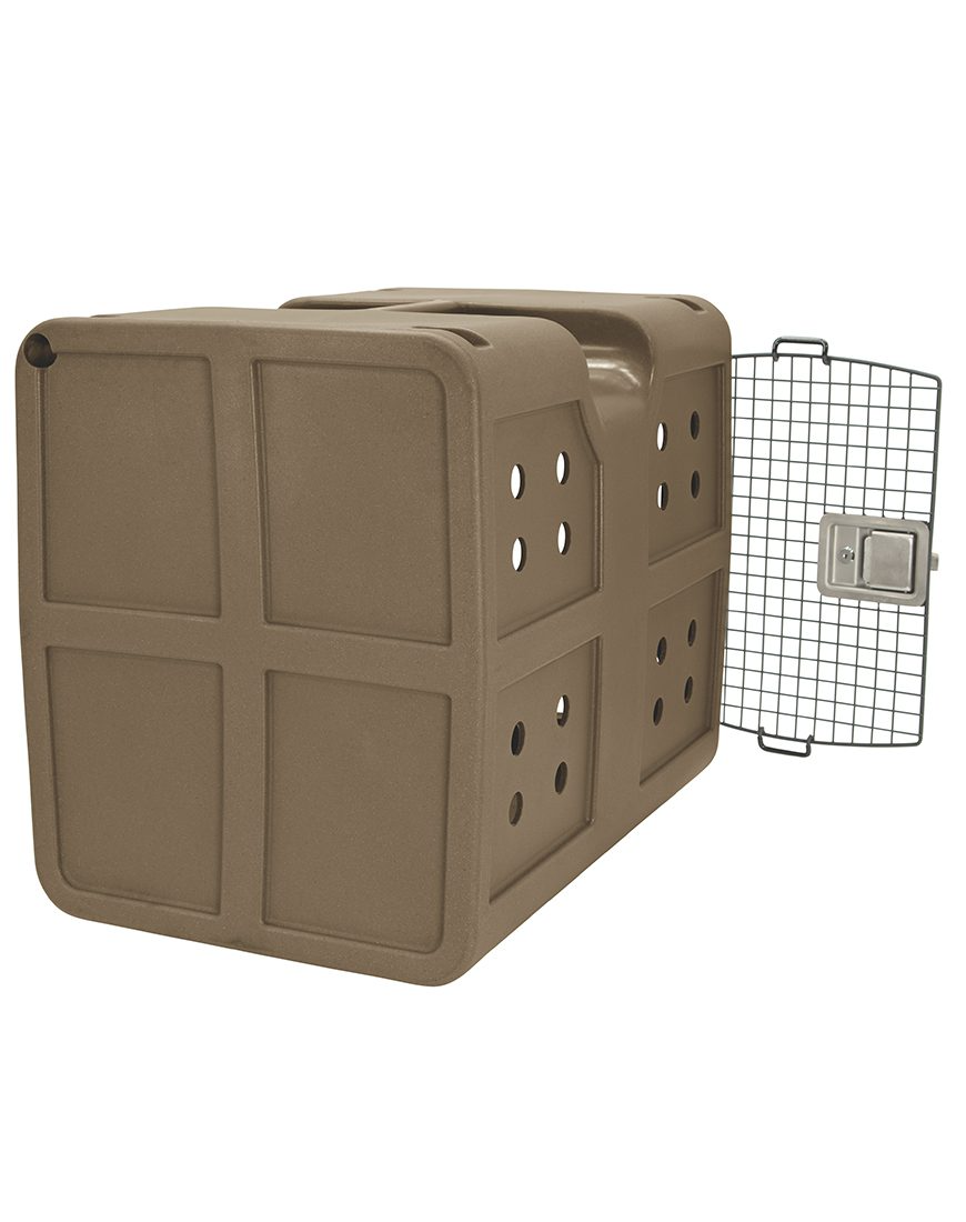 Dakota 283 G3 Dog Kennel with Dakota Guard – Medium Coyote Granite, Framed Door with Keyed Latch, Ventilated & Stackable Crate, 31" x 21.5" x 25.5"