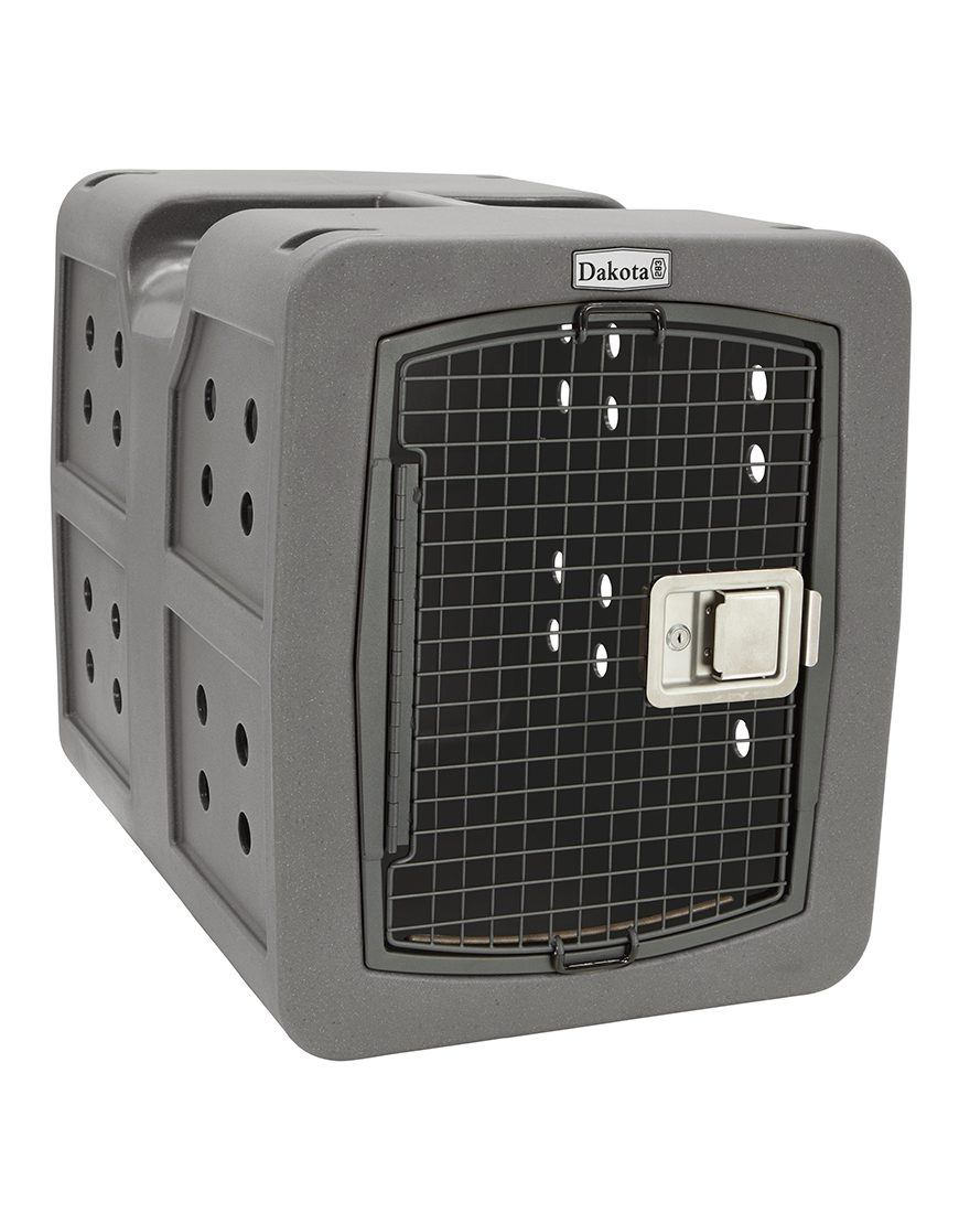Dakota 283 G3 Dog Kennel with Dakota Guard – Medium Dark Granite, Framed Door with Keyed Latch, Ventilated & Stackable Crate, 31" x 21.5" x 25.5"