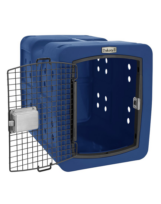 Dakota 283 G3 Dog Kennel – Medium Blue, Framed Door with Keyed Latch, Ventilated & Stackable Crate, 31" x 21.5" x 25.5"