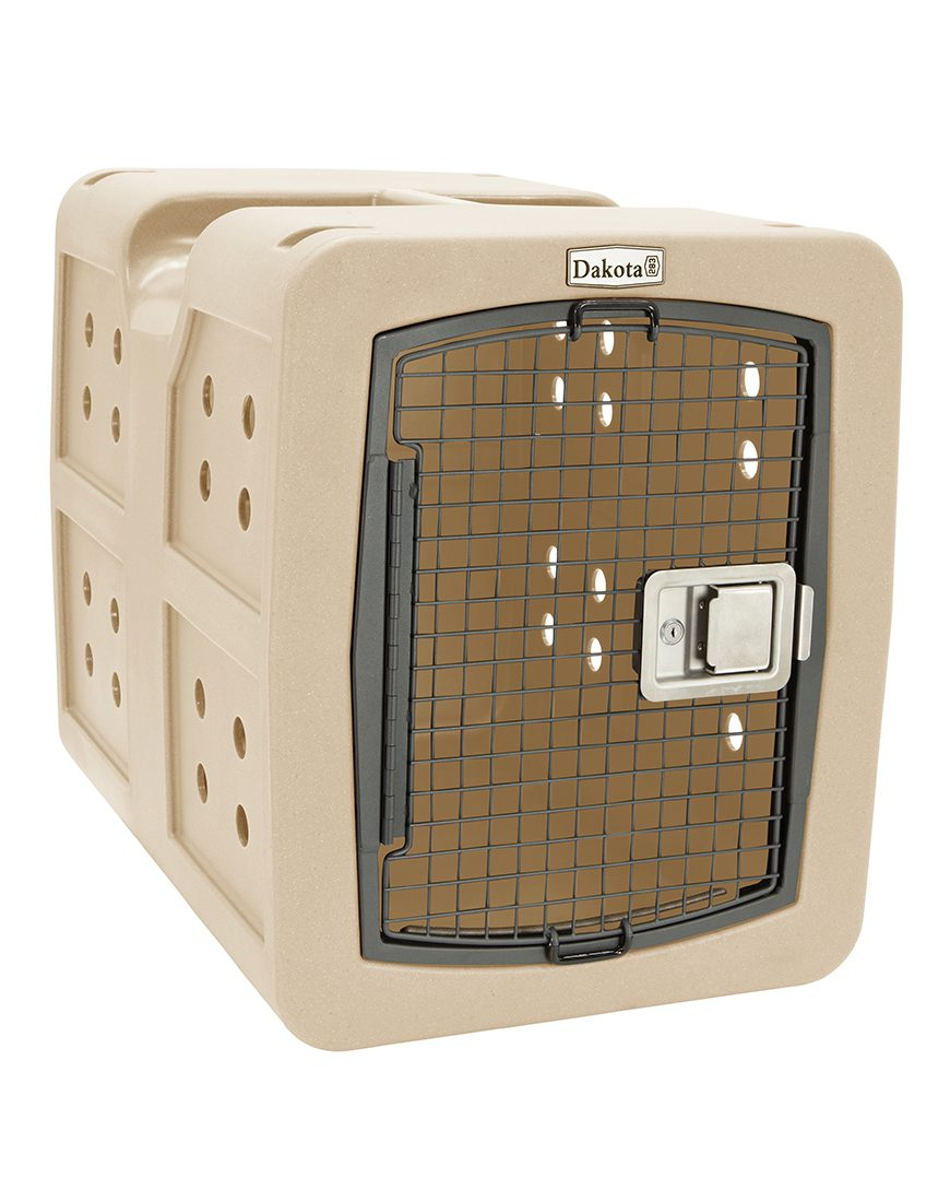 Dakota 283 G3 Dog Kennel – Medium Sandstone, Framed Door with Keyed Latch, Ventilated & Stackable Crate, 31" x 21.5" x 25.5"