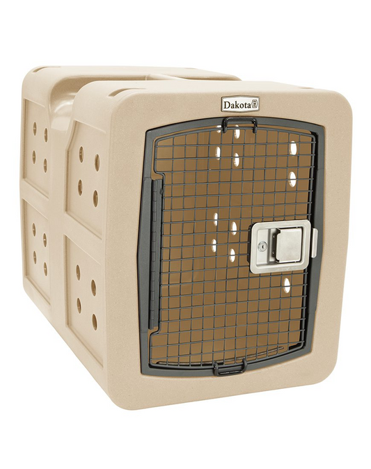 Dakota 283 G3 Dog Kennel – Medium Sandstone, Framed Door with Keyed Latch, Ventilated & Stackable Crate, 31" x 21.5" x 25.5"