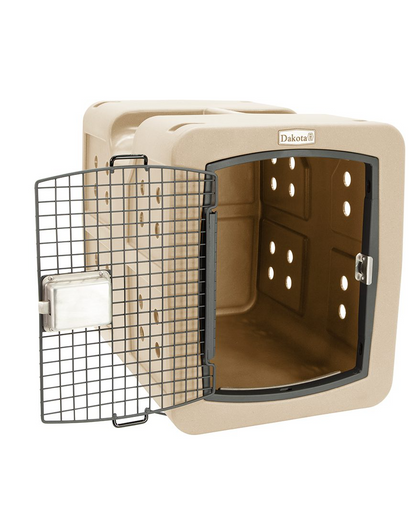 Dakota 283 G3 Dog Kennel – Medium Sandstone, Framed Door with Keyed Latch, Ventilated & Stackable Crate, 31" x 21.5" x 25.5"