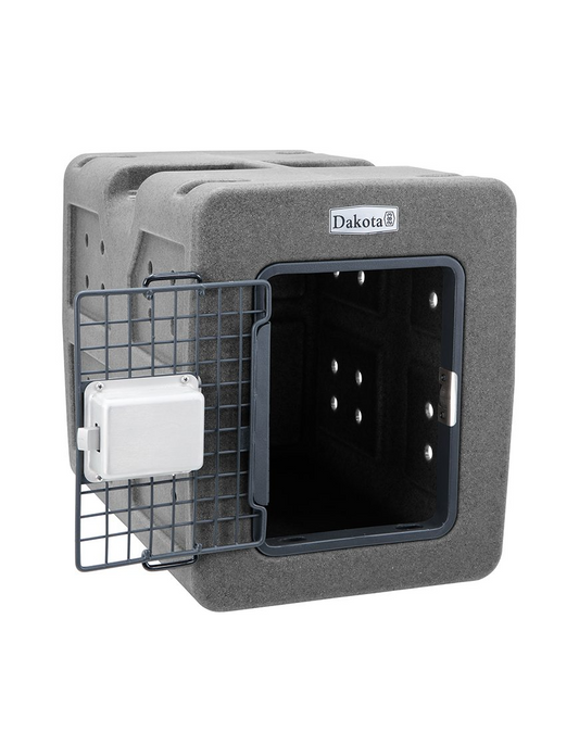 Dakota 283 G3 Dog Kennel with Dakota Guard – Small Dark Granite, Framed Door with Keyed Latch, Ventilated & Stackable Crate, 23" x 16" x 18.75"
