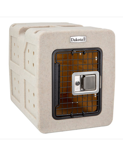 Dakota 283 G3 Dog Kennel – Small Sandstone, Framed Door with Keyed Latch, Ventilated & Stackable Crate, 23" x 16" x 18.75"