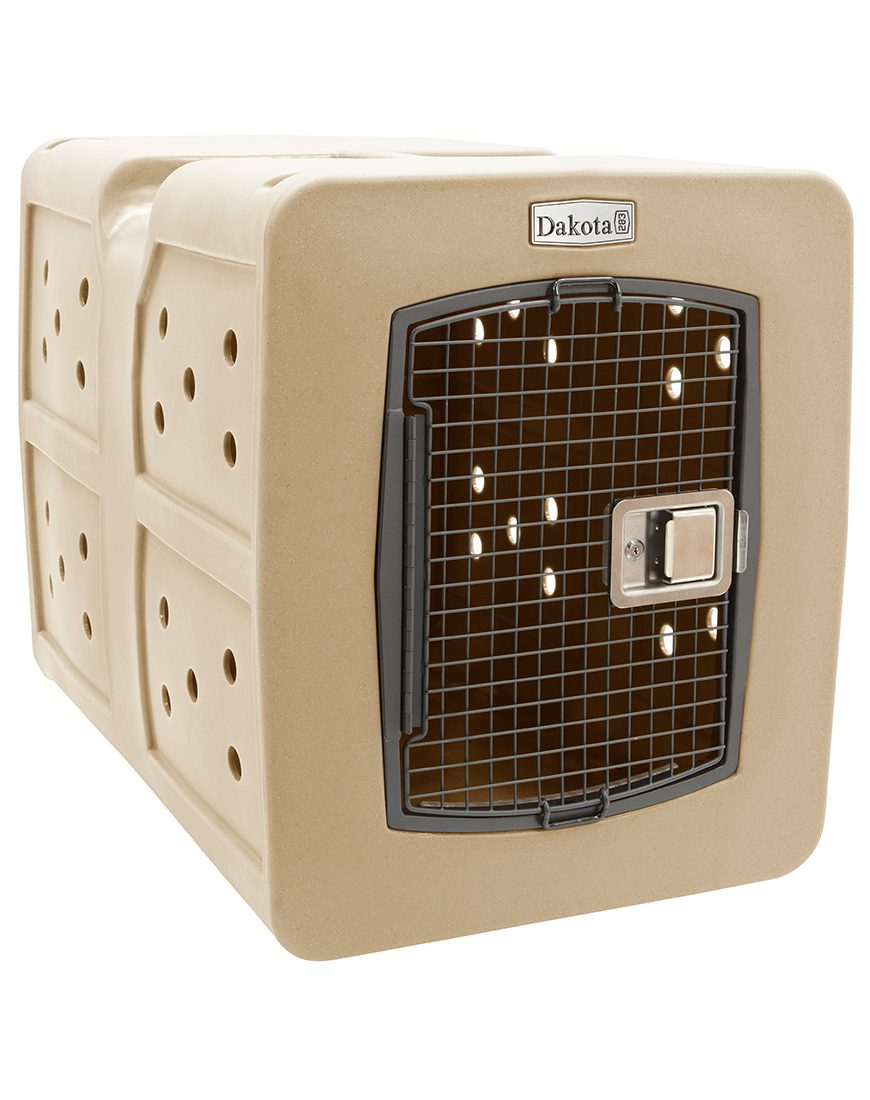 Dakota 283 G3 Dog Kennel with Dakota Guard – X-Large Coyote Granite, Framed Door with Keyed Latch, Ventilated & Stackable Crate, 38.5" x 25.5" x 29.5"