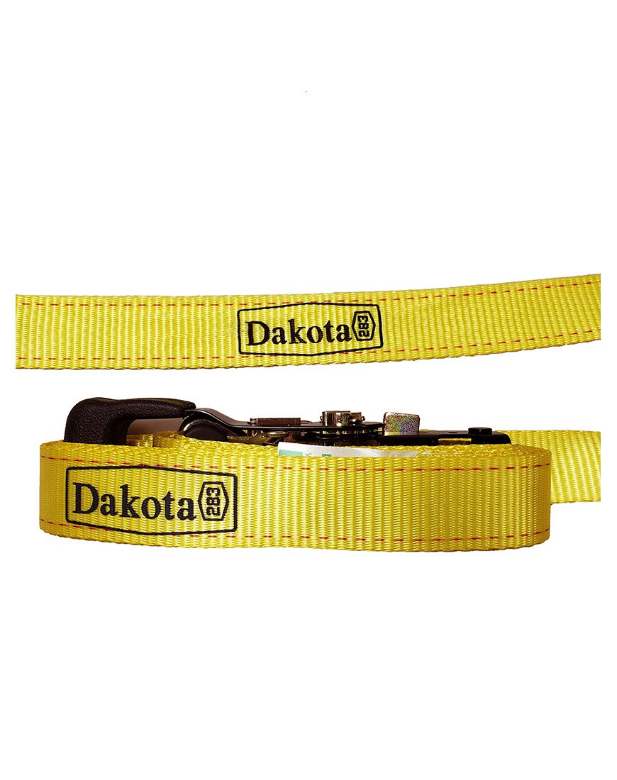 Dakota 283 Ratchet Strap – 10 Ft Nylon Tie-Down with Steel Frame & Hooks, Rubber Handles, 2000 lb Capacity, Fits Dog Kennels & Crates