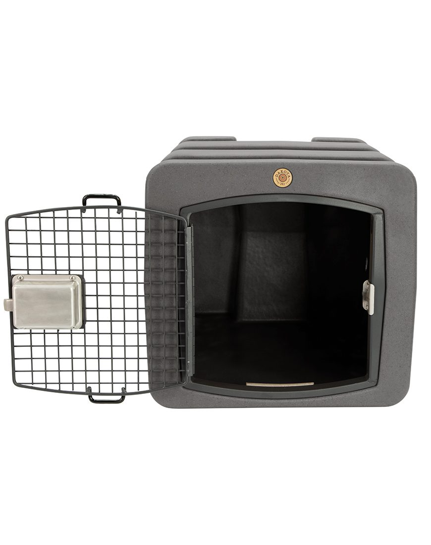 Dakota 283 T1 Dog Kennel with Dakota Guard – Dark Granite, Small/Medium Crate with Keyed Latch, Rear Handle & Ventilation, 30" x 21.5" x 20"