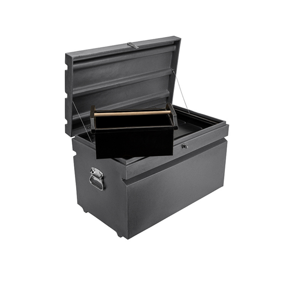Dakota 283 Tack Trunk Storage Box – Dark Granite, Heavy-Duty Polyethylene with Lockable Hasp, Removable Accessory Trays, Weather-Resistant & Portable
