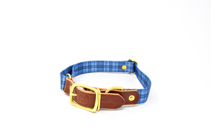 Tartan Dog Collar – Handmade Brass Buckle Plaid Leather Collar
