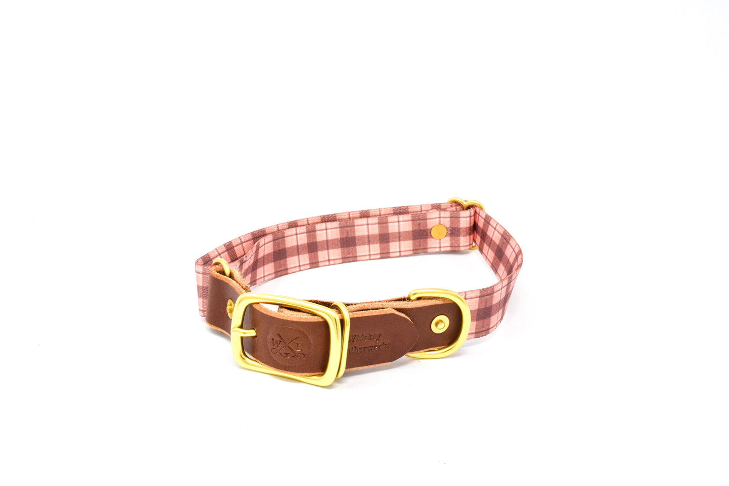 Tartan Dog Collar – Handmade Brass Buckle Plaid Leather Collar