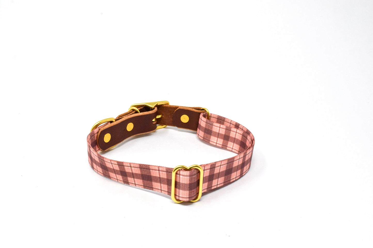 Tartan Dog Collar – Handmade Brass Buckle Plaid Leather Collar