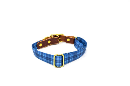Tartan Dog Collar – Handmade Brass Buckle Plaid Leather Collar