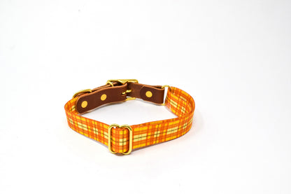 Tartan Dog Collar – Handmade Brass Buckle Plaid Leather Collar