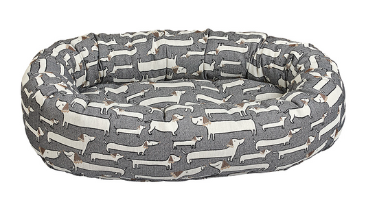 Donut Dog Bed – Harper Stripe with Removable Washable Cover, Tufted Cushion, Upholstery-Grade Fabric & High-Memory Fiber Fill for Secure, Cozy Pet Comfort
