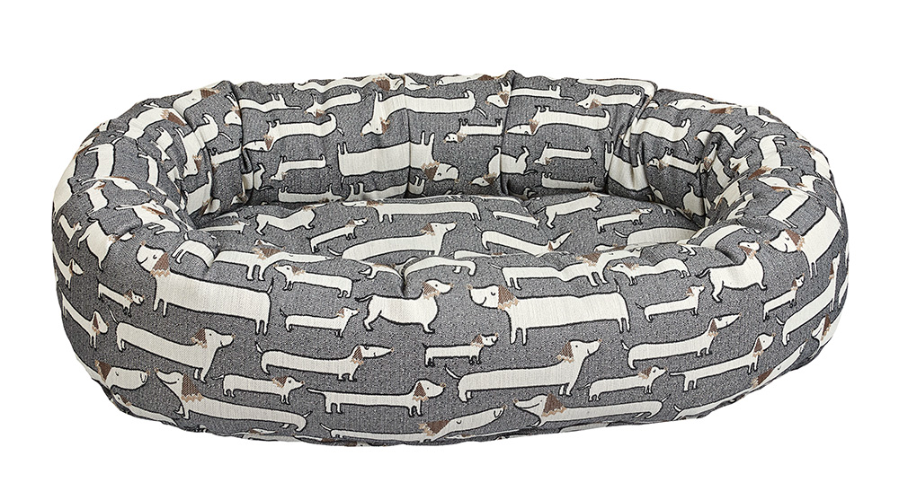 Donut Dog Bed – Latte Beige Upholstery-Grade Fabric with Removable Washable Cover & Tufted Cushion, High-Memory Fiber Fill