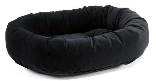Donut Bed Ebony – Oval Pet Bed with Removable Washable Cover & Tufted Cushion, Upholstery-Grade Fabric, High-Memory Polyester Fill, YKK Zippers, Doubles as Crate or Travel Mat
