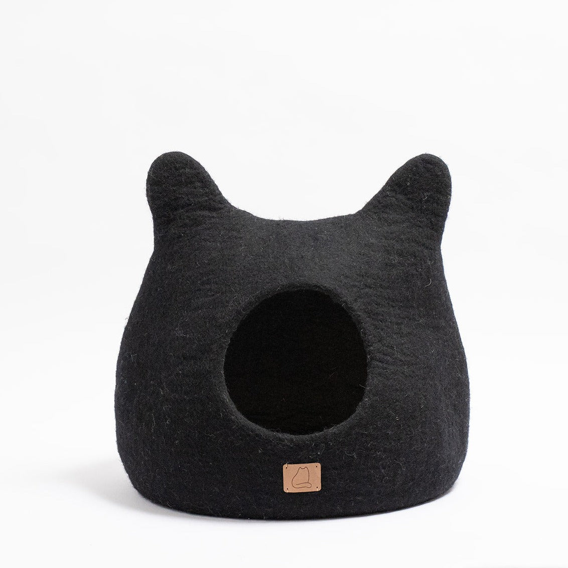 Fuzzy Cove Night Black Ear Style Felted Wool Cat Cave – Handcrafted Peekaboo Cozy Bed for Cats