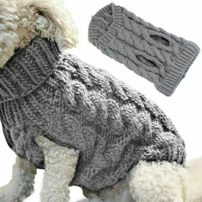 Cable Knit Turtleneck Dog Sweater – Classic Chunky Knit Warm Cotton Sweater for Small Dogs | Posh Dog Life