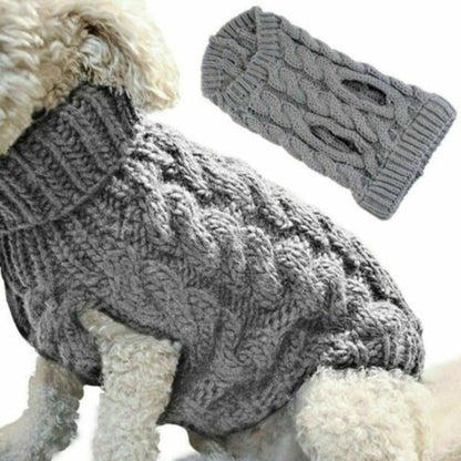 Cable Knit Turtleneck Dog Sweater – Classic Chunky Knit Warm Cotton Sweater for Small Dogs | Posh Dog Life