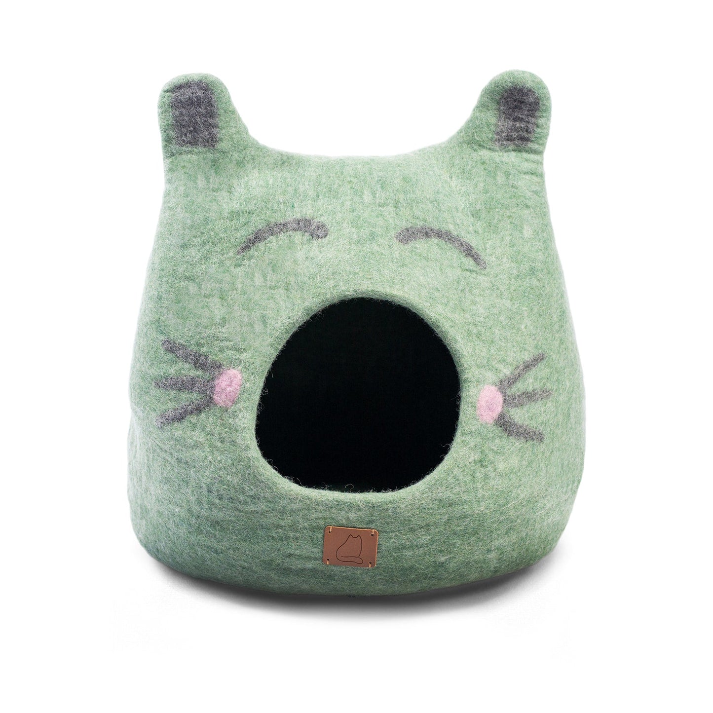 Fuzzy Cove Cat Face Design Ear Style Felted Wool Cat Cave – Cozy Peekaboo Bed (Small & Large)