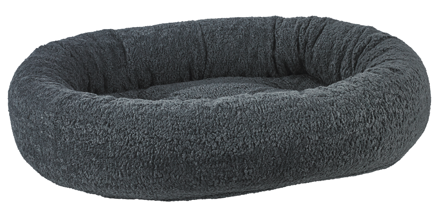 Donut Dog Bed – Pink Champagne Upholstery-Grade Fabric with Removable Washable Cover & Tufted Cushion, High-Memory Fiber Fill