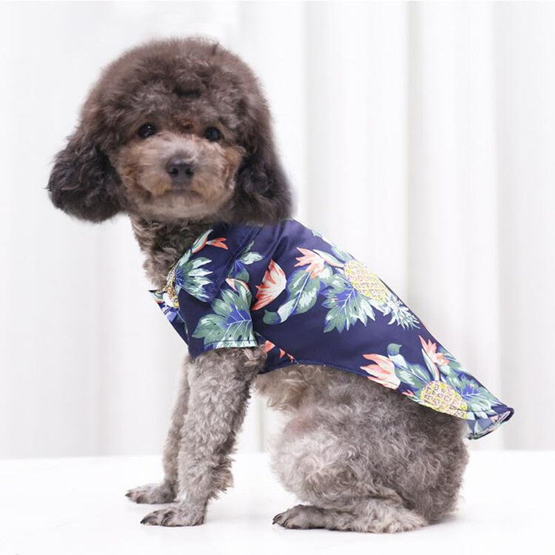 Hawaiian Dog Shirts – Tropical Aloha Button-Up for Small & Medium Dogs (XS–2XL, 8 Colors)