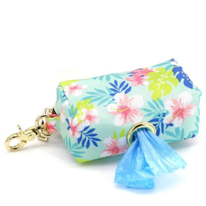 Pastel Pink Flower Dog Collar & Leash Set with Matching Poop Bag Case – Personalized Engraved Collar, Detachable Floral Slider, and 5-ft Leash for Small to Large Dogs (S–L)