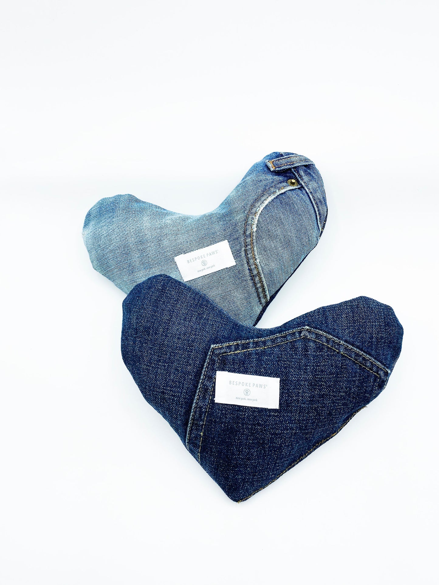 Heart Squeaker Dog Toy | Eco-Friendly Upcycled Denim Plush with Hidden Treat Pocket